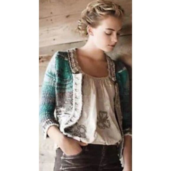 Anthropologie Sweaters - ANTHROPOLOGIE Shae Cropped Wool Blend Cardigan M